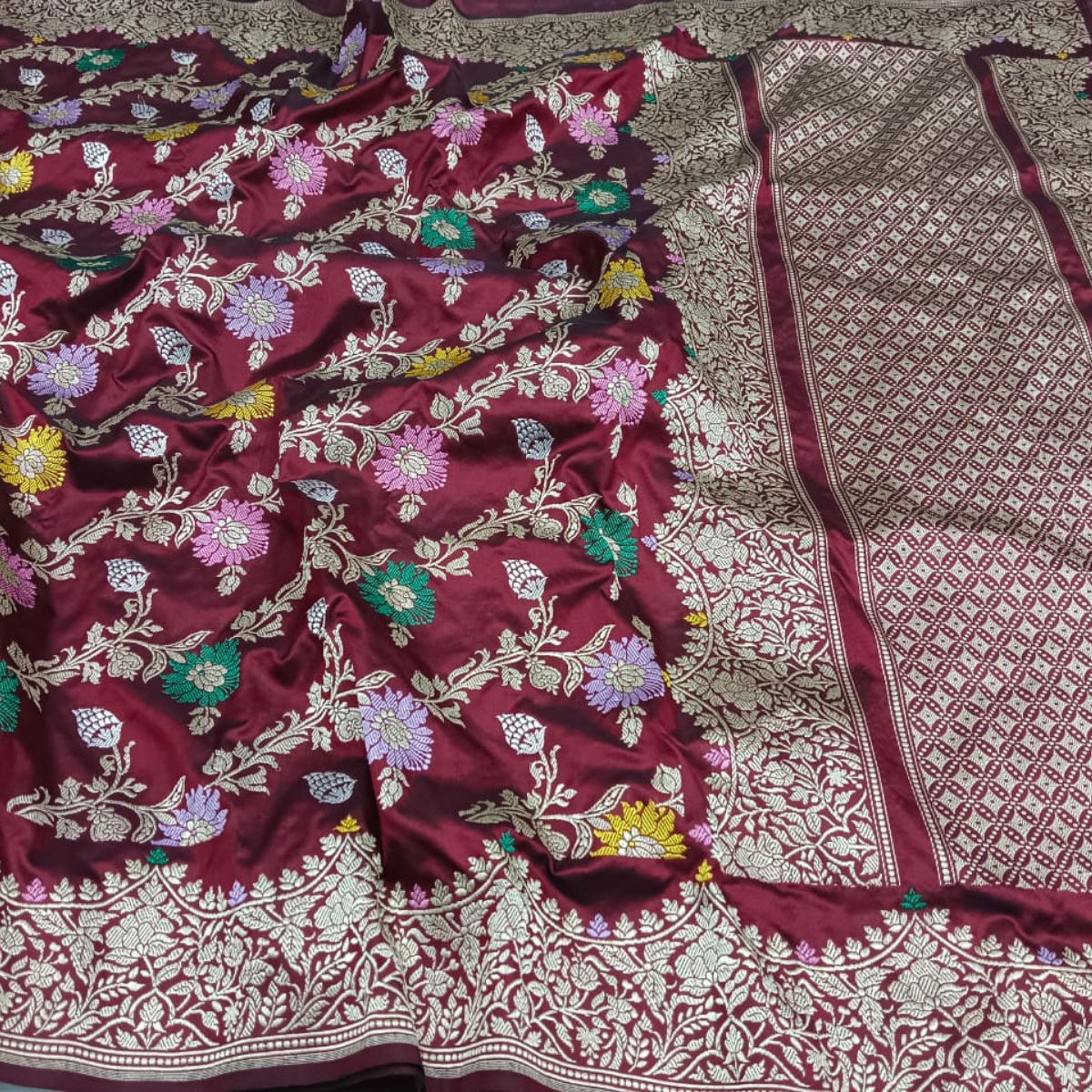 Maroon Handwoven Banarasi Silk Saree