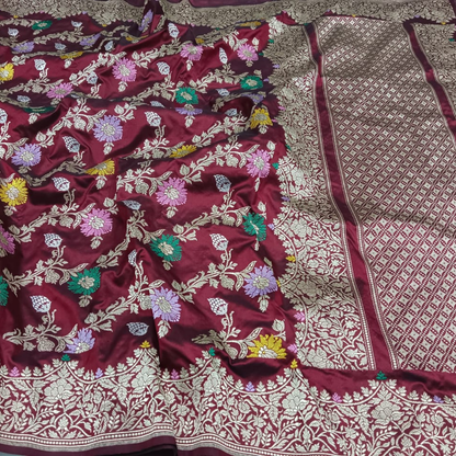 Maroon Handwoven Banarasi Silk Saree